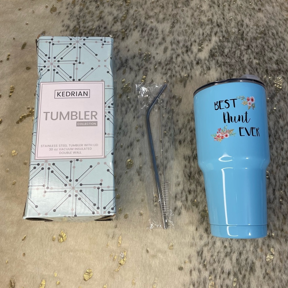 5 for $25🔥"Best Aunt Ever" Eggshell Blue 30 oz‎ Tumbler Cup- New